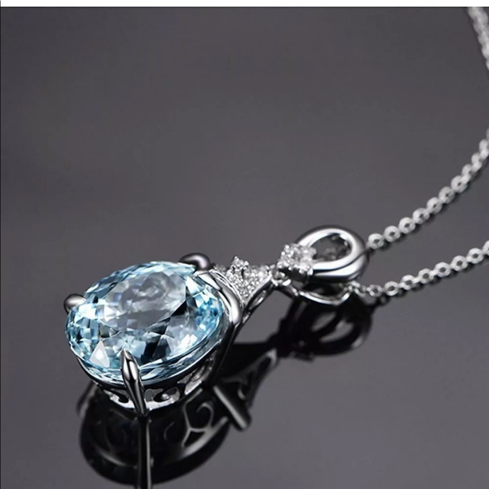 New Light blue natural stone necklace pendant - Picture 3 of 8